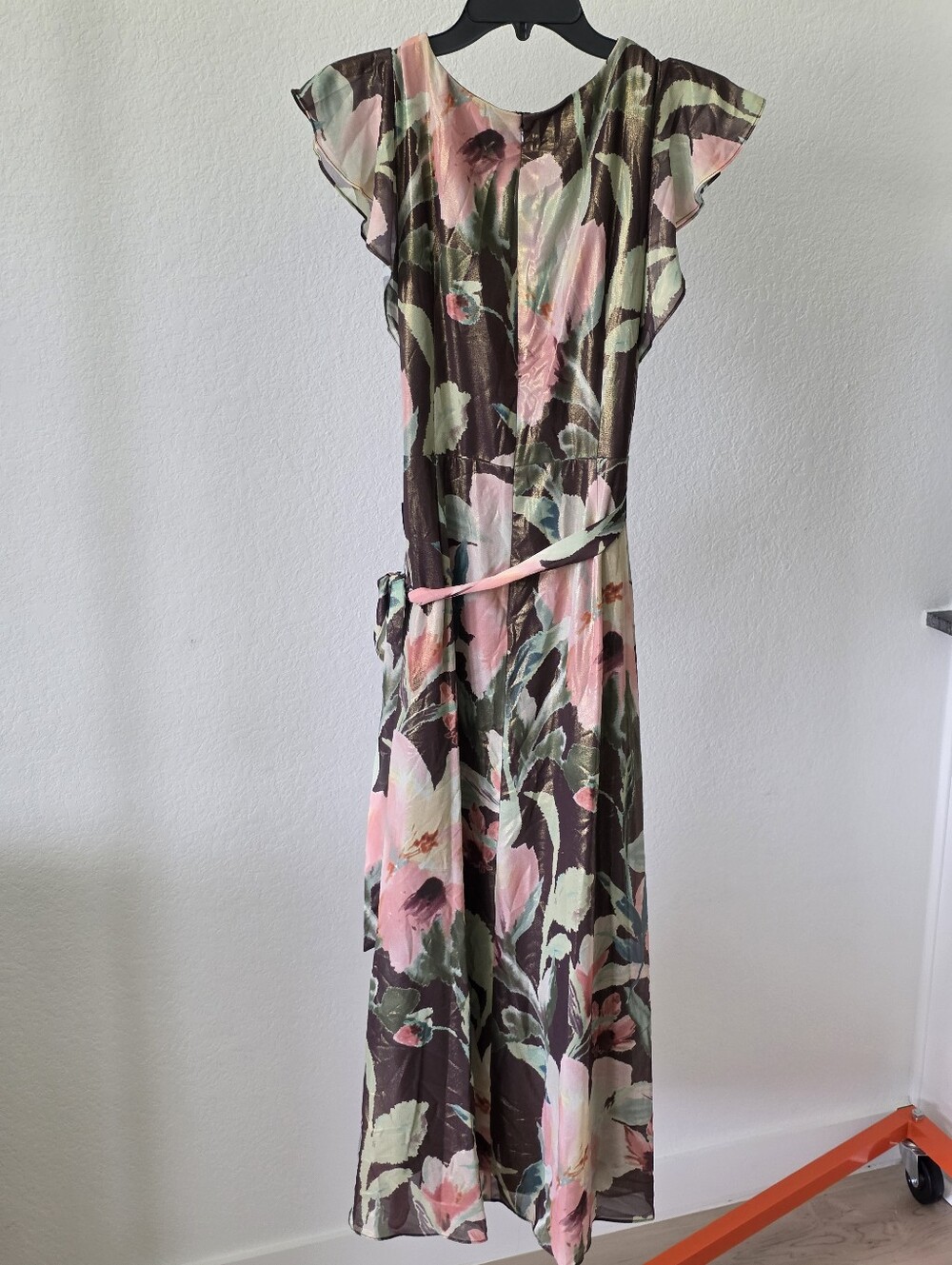 NWT Adrianna Papell Floral Hi Low Midi Dress Size 10 Ruffle Wrap Style $199 - Picture 9 of 11